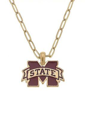 Mississippi State Bulldog Logo Necklace